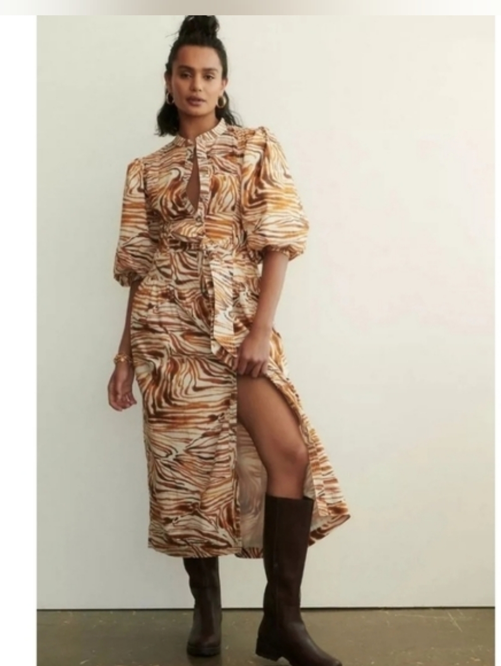 Love The Label Honey Puff-Sleeved Midi Dress Size S Petite At Anthropologie
